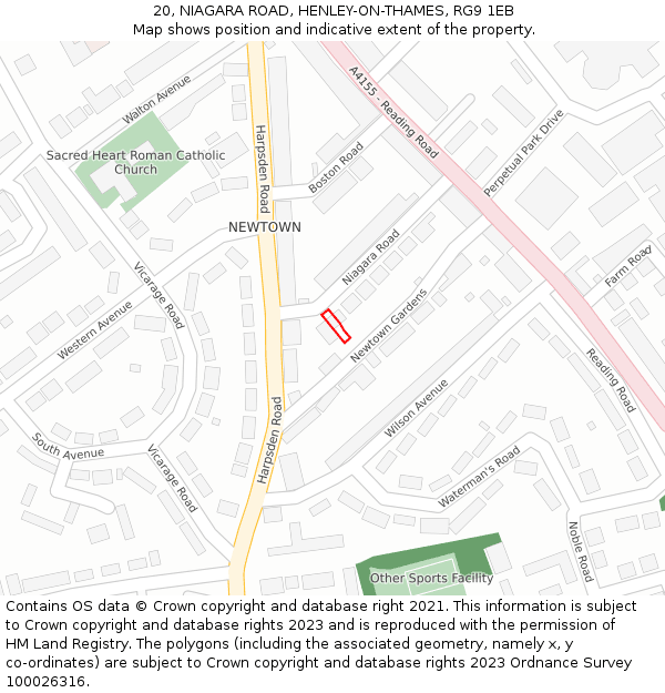 20, NIAGARA ROAD, HENLEY-ON-THAMES, RG9 1EB: Location map and indicative extent of plot