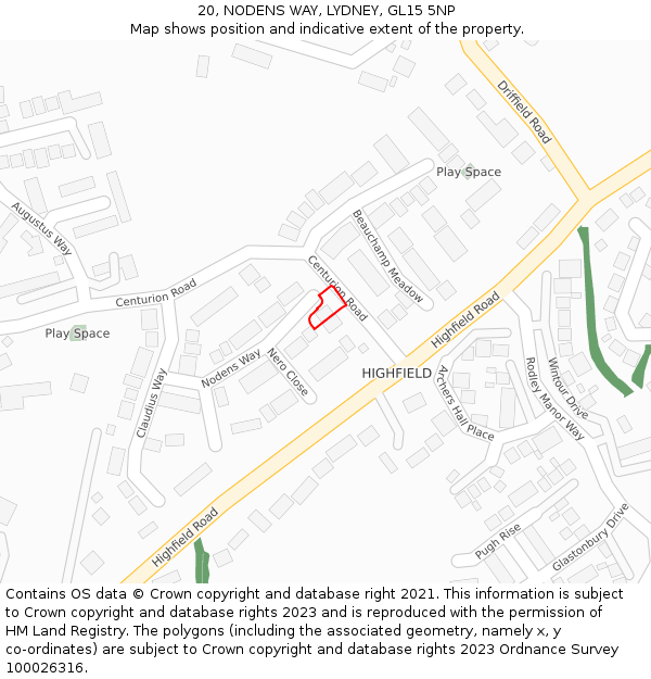 20, NODENS WAY, LYDNEY, GL15 5NP: Location map and indicative extent of plot