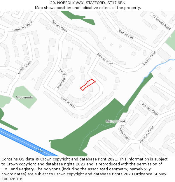 20, NORFOLK WAY, STAFFORD, ST17 9RN: Location map and indicative extent of plot