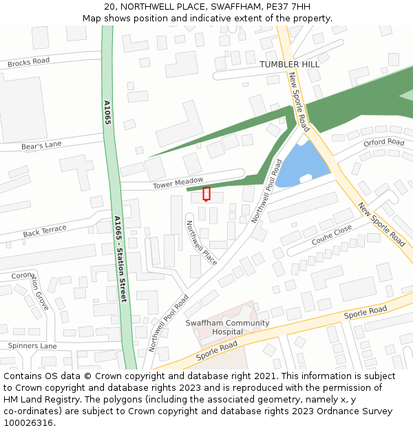 20, NORTHWELL PLACE, SWAFFHAM, PE37 7HH: Location map and indicative extent of plot