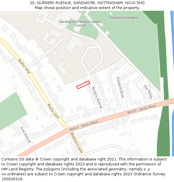 20, NURSERY AVENUE, SANDIACRE, NOTTINGHAM, NG10 5HG: Location map and indicative extent of plot