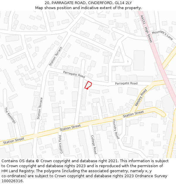 20, PARRAGATE ROAD, CINDERFORD, GL14 2LY: Location map and indicative extent of plot