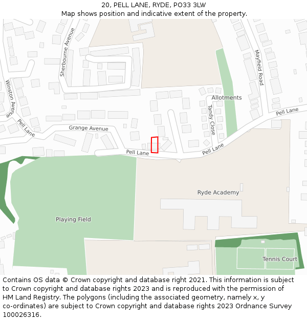 20, PELL LANE, RYDE, PO33 3LW: Location map and indicative extent of plot