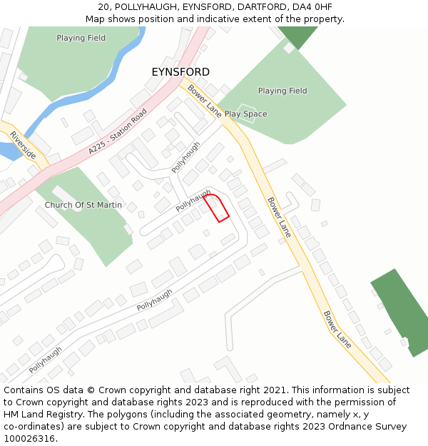20, POLLYHAUGH, EYNSFORD, DARTFORD, DA4 0HF: Location map and indicative extent of plot