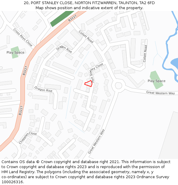 20, PORT STANLEY CLOSE, NORTON FITZWARREN, TAUNTON, TA2 6FD: Location map and indicative extent of plot