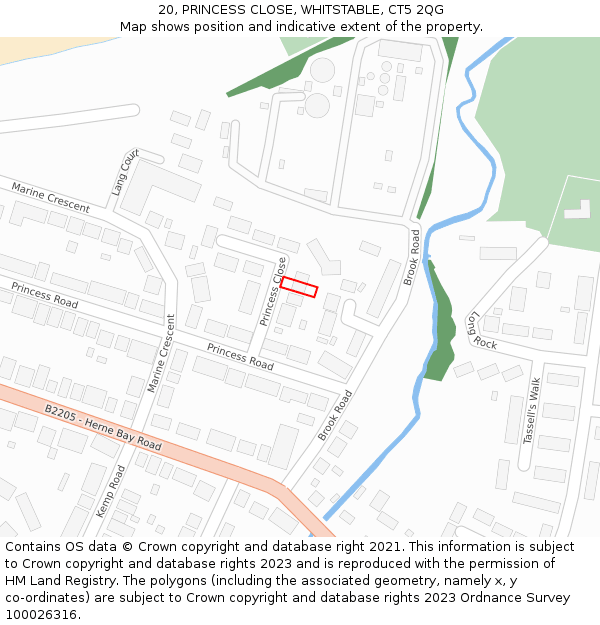 20, PRINCESS CLOSE, WHITSTABLE, CT5 2QG: Location map and indicative extent of plot