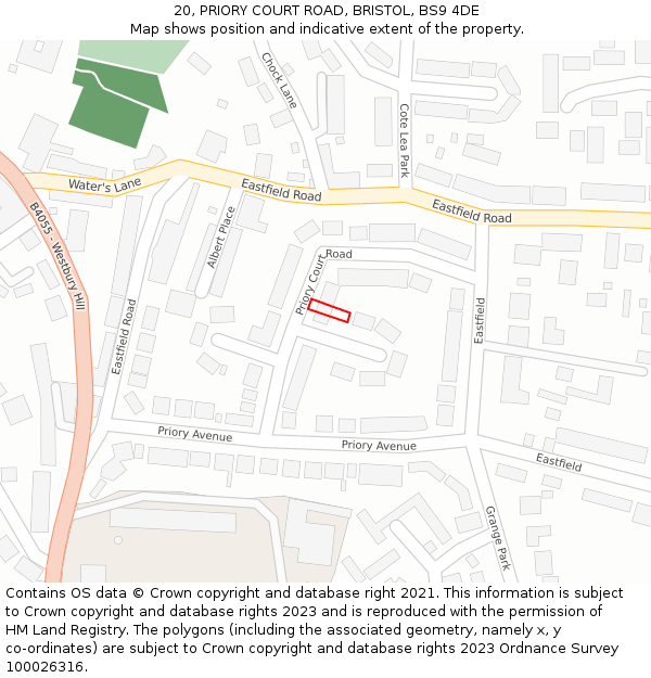 20, PRIORY COURT ROAD, BRISTOL, BS9 4DE: Location map and indicative extent of plot