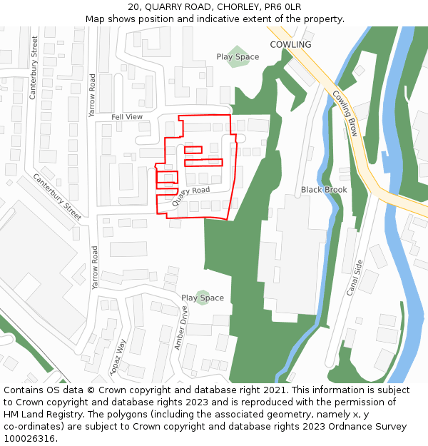 20, QUARRY ROAD, CHORLEY, PR6 0LR: Location map and indicative extent of plot
