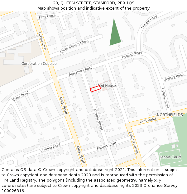 20, QUEEN STREET, STAMFORD, PE9 1QS: Location map and indicative extent of plot