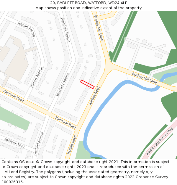 20, RADLETT ROAD, WATFORD, WD24 4LP: Location map and indicative extent of plot