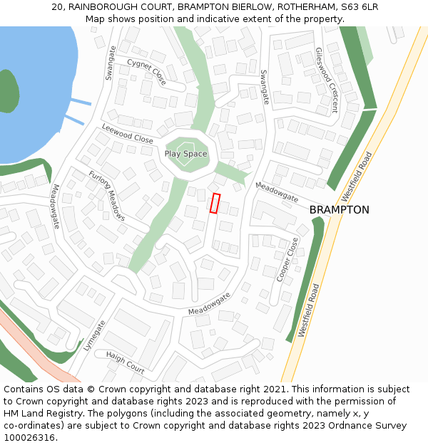 20, RAINBOROUGH COURT, BRAMPTON BIERLOW, ROTHERHAM, S63 6LR: Location map and indicative extent of plot