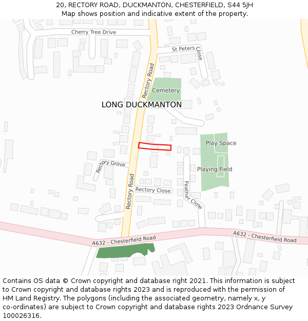20, RECTORY ROAD, DUCKMANTON, CHESTERFIELD, S44 5JH: Location map and indicative extent of plot