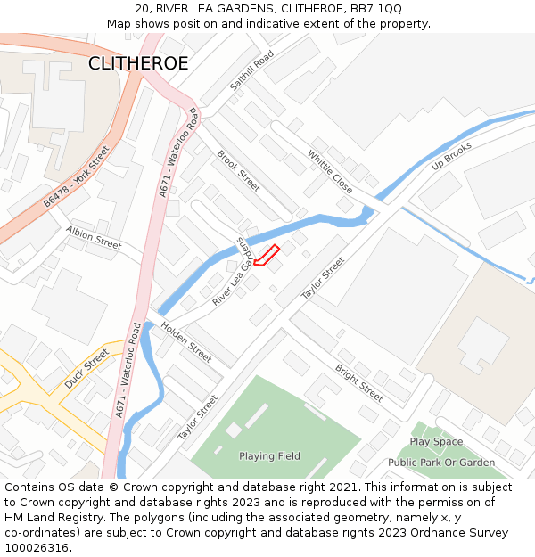 20, RIVER LEA GARDENS, CLITHEROE, BB7 1QQ: Location map and indicative extent of plot