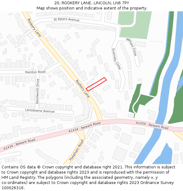 20, ROOKERY LANE, LINCOLN, LN6 7PY: Location map and indicative extent of plot