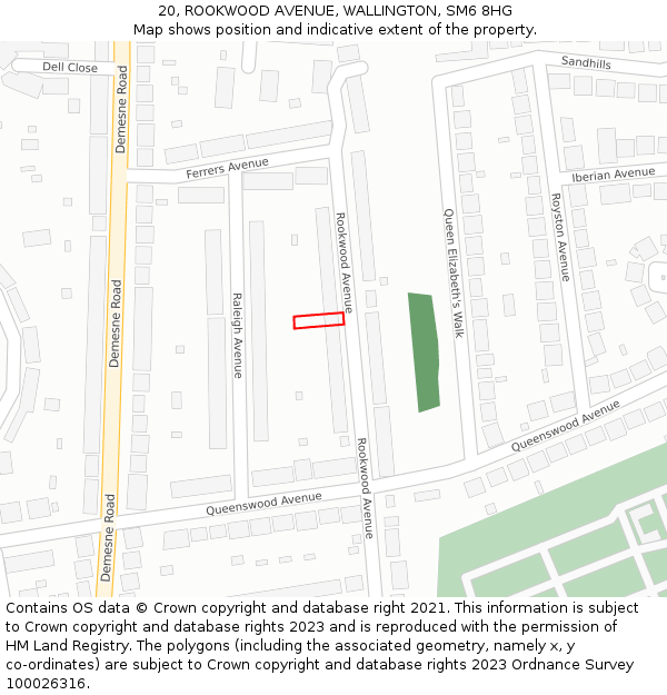 20, ROOKWOOD AVENUE, WALLINGTON, SM6 8HG: Location map and indicative extent of plot
