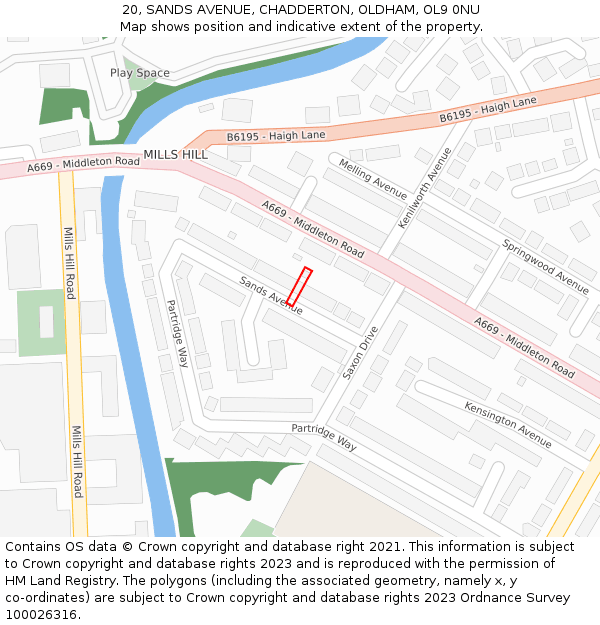 20, SANDS AVENUE, CHADDERTON, OLDHAM, OL9 0NU: Location map and indicative extent of plot