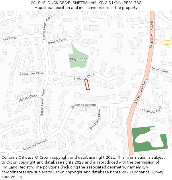 20, SHELDUCK DRIVE, SNETTISHAM, KING'S LYNN, PE31 7RG: Location map and indicative extent of plot