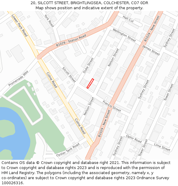 20, SILCOTT STREET, BRIGHTLINGSEA, COLCHESTER, CO7 0DR: Location map and indicative extent of plot
