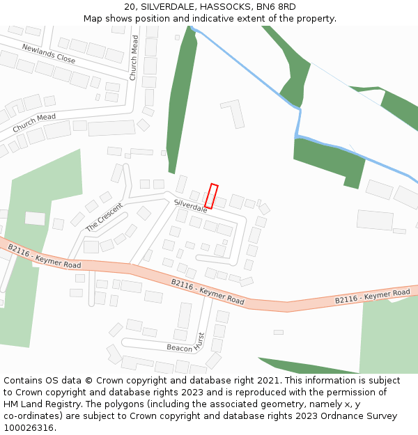 20, SILVERDALE, HASSOCKS, BN6 8RD: Location map and indicative extent of plot