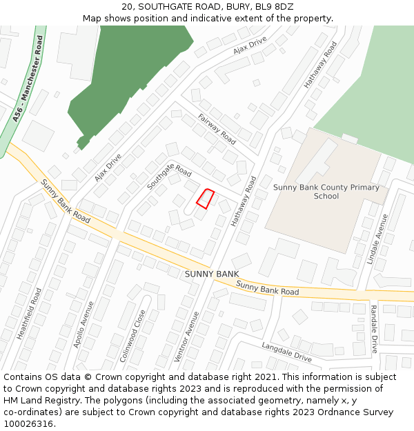20, SOUTHGATE ROAD, BURY, BL9 8DZ: Location map and indicative extent of plot