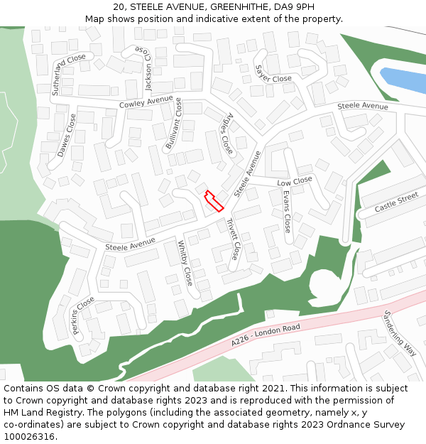 20, STEELE AVENUE, GREENHITHE, DA9 9PH: Location map and indicative extent of plot