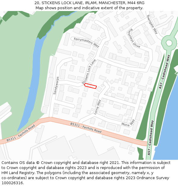 20, STICKENS LOCK LANE, IRLAM, MANCHESTER, M44 6RG: Location map and indicative extent of plot