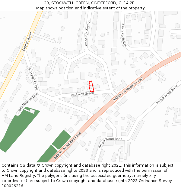20, STOCKWELL GREEN, CINDERFORD, GL14 2EH: Location map and indicative extent of plot