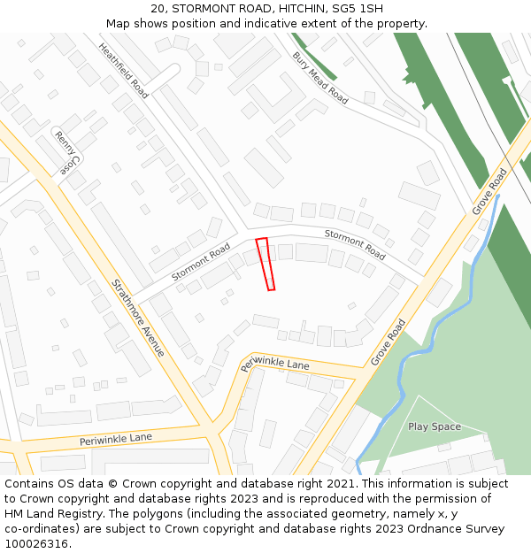 20, STORMONT ROAD, HITCHIN, SG5 1SH: Location map and indicative extent of plot