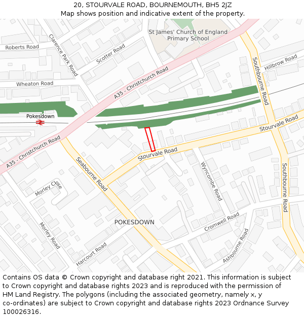 20, STOURVALE ROAD, BOURNEMOUTH, BH5 2JZ: Location map and indicative extent of plot