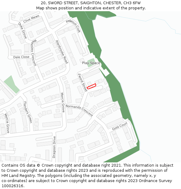 20, SWORD STREET, SAIGHTON, CHESTER, CH3 6FW: Location map and indicative extent of plot