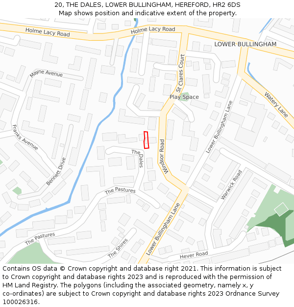 20, THE DALES, LOWER BULLINGHAM, HEREFORD, HR2 6DS: Location map and indicative extent of plot