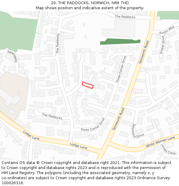 20, THE PADDOCKS, NORWICH, NR6 7HD: Location map and indicative extent of plot