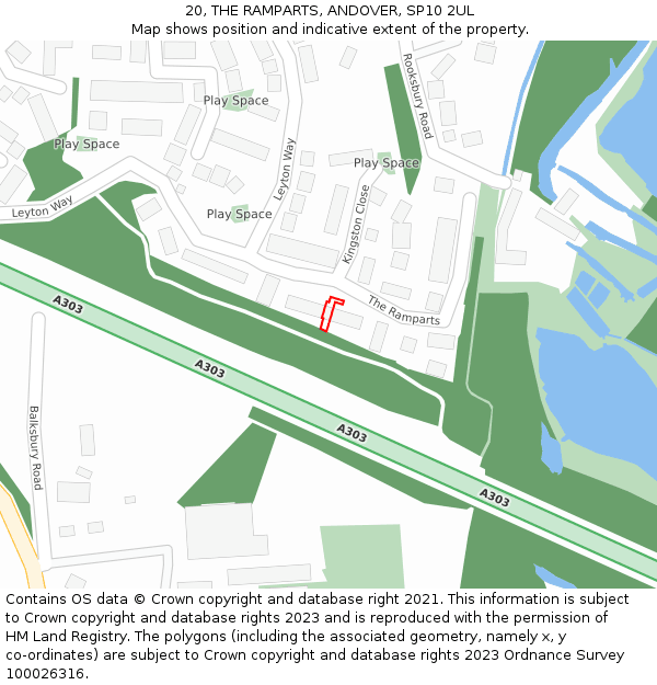 20, THE RAMPARTS, ANDOVER, SP10 2UL: Location map and indicative extent of plot