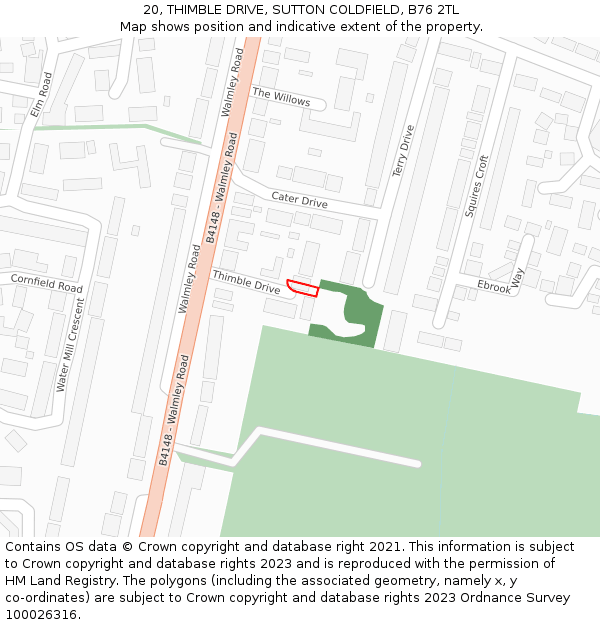 20, THIMBLE DRIVE, SUTTON COLDFIELD, B76 2TL: Location map and indicative extent of plot