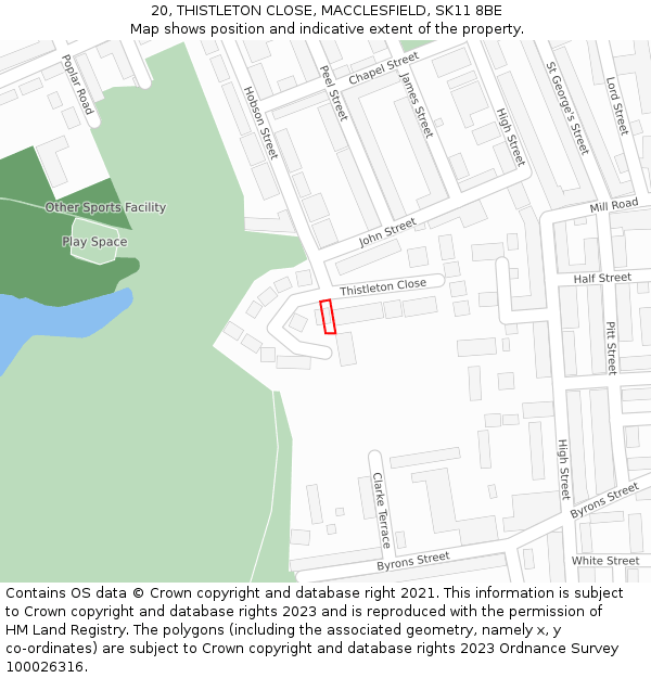 20, THISTLETON CLOSE, MACCLESFIELD, SK11 8BE: Location map and indicative extent of plot