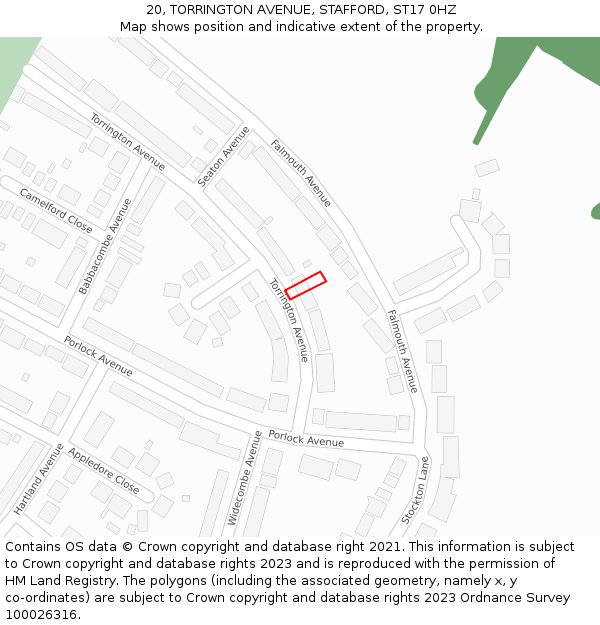 20, TORRINGTON AVENUE, STAFFORD, ST17 0HZ: Location map and indicative extent of plot
