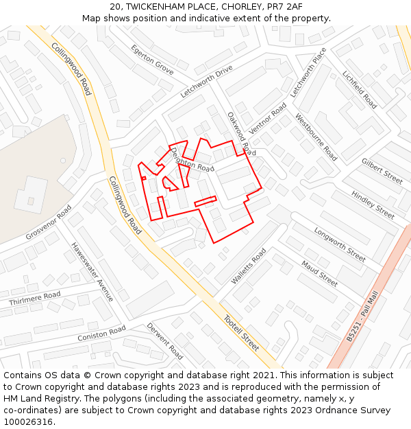 20, TWICKENHAM PLACE, CHORLEY, PR7 2AF: Location map and indicative extent of plot