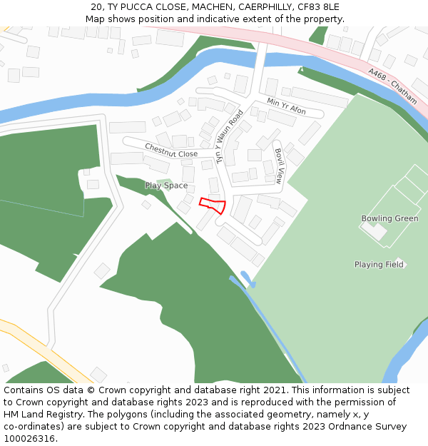 20, TY PUCCA CLOSE, MACHEN, CAERPHILLY, CF83 8LE: Location map and indicative extent of plot
