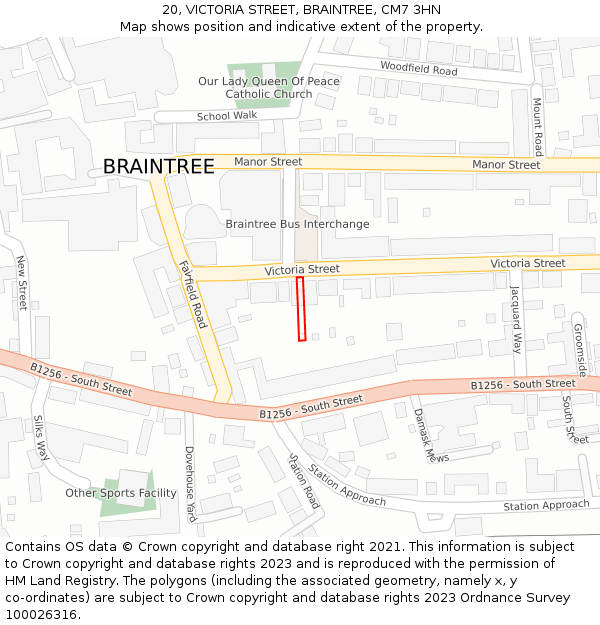 20, VICTORIA STREET, BRAINTREE, CM7 3HN: Location map and indicative extent of plot