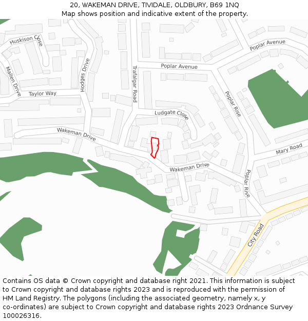 20, WAKEMAN DRIVE, TIVIDALE, OLDBURY, B69 1NQ: Location map and indicative extent of plot