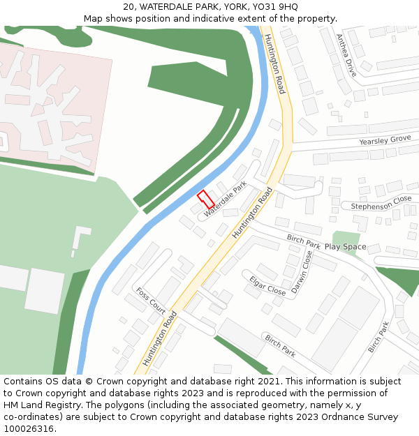 20, WATERDALE PARK, YORK, YO31 9HQ: Location map and indicative extent of plot