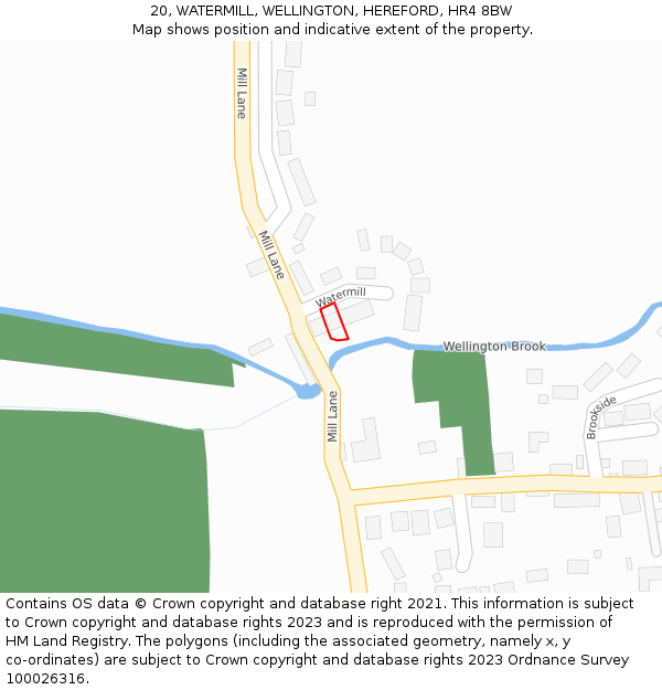 20, WATERMILL, WELLINGTON, HEREFORD, HR4 8BW: Location map and indicative extent of plot