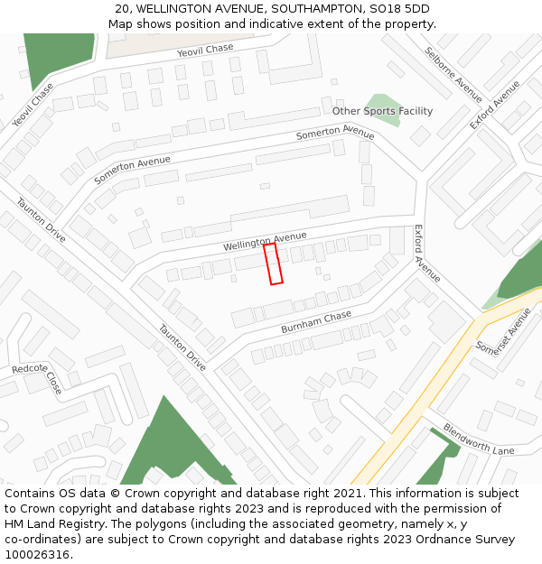 20, WELLINGTON AVENUE, SOUTHAMPTON, SO18 5DD: Location map and indicative extent of plot