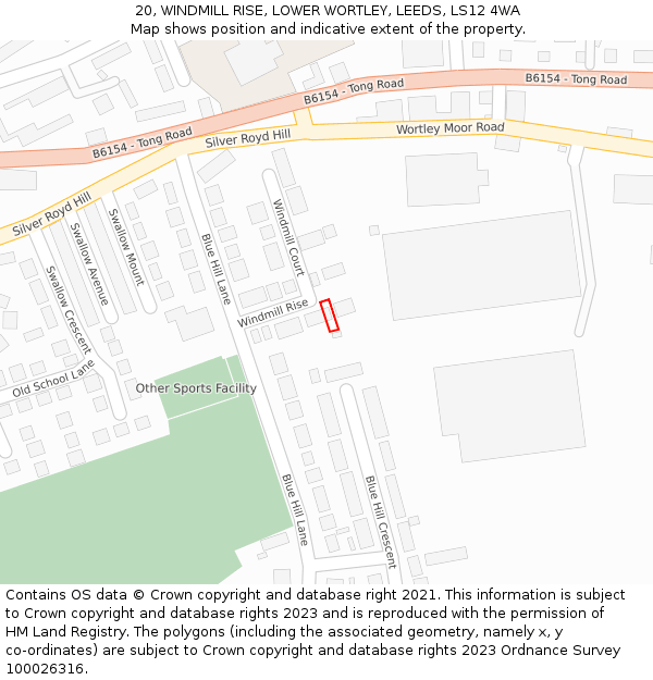 20, WINDMILL RISE, LOWER WORTLEY, LEEDS, LS12 4WA: Location map and indicative extent of plot