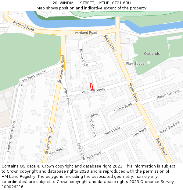 20, WINDMILL STREET, HYTHE, CT21 6BH: Location map and indicative extent of plot