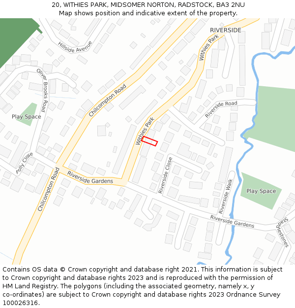 20, WITHIES PARK, MIDSOMER NORTON, RADSTOCK, BA3 2NU: Location map and indicative extent of plot