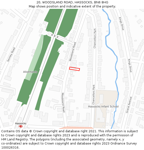 20, WOODSLAND ROAD, HASSOCKS, BN6 8HG: Location map and indicative extent of plot