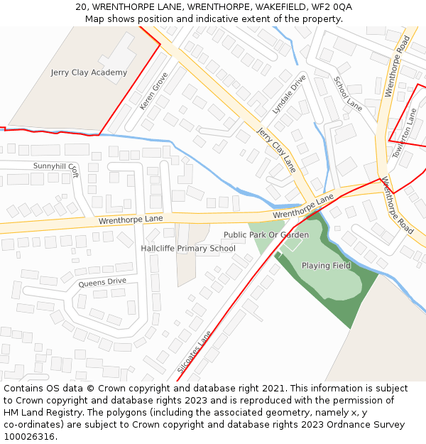 20, WRENTHORPE LANE, WRENTHORPE, WAKEFIELD, WF2 0QA: Location map and indicative extent of plot