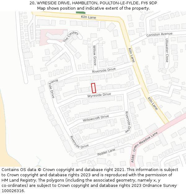 20, WYRESIDE DRIVE, HAMBLETON, POULTON-LE-FYLDE, FY6 9DP: Location map and indicative extent of plot