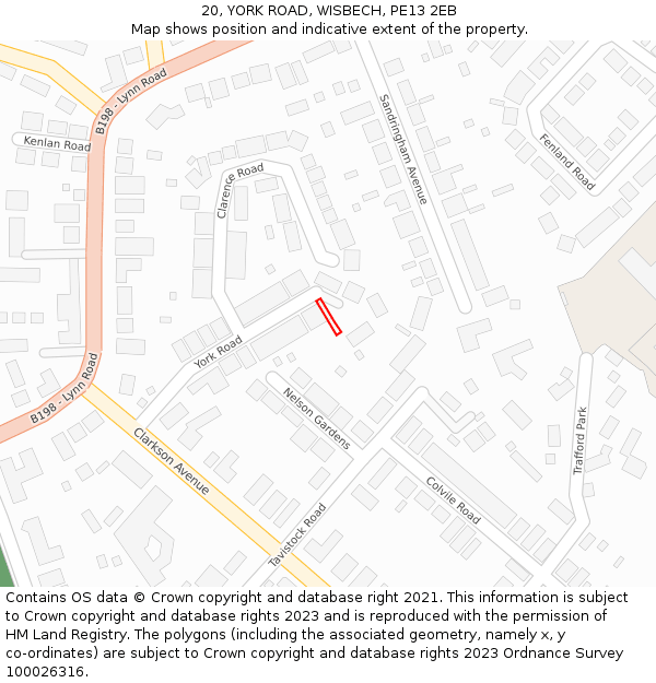 20, YORK ROAD, WISBECH, PE13 2EB: Location map and indicative extent of plot